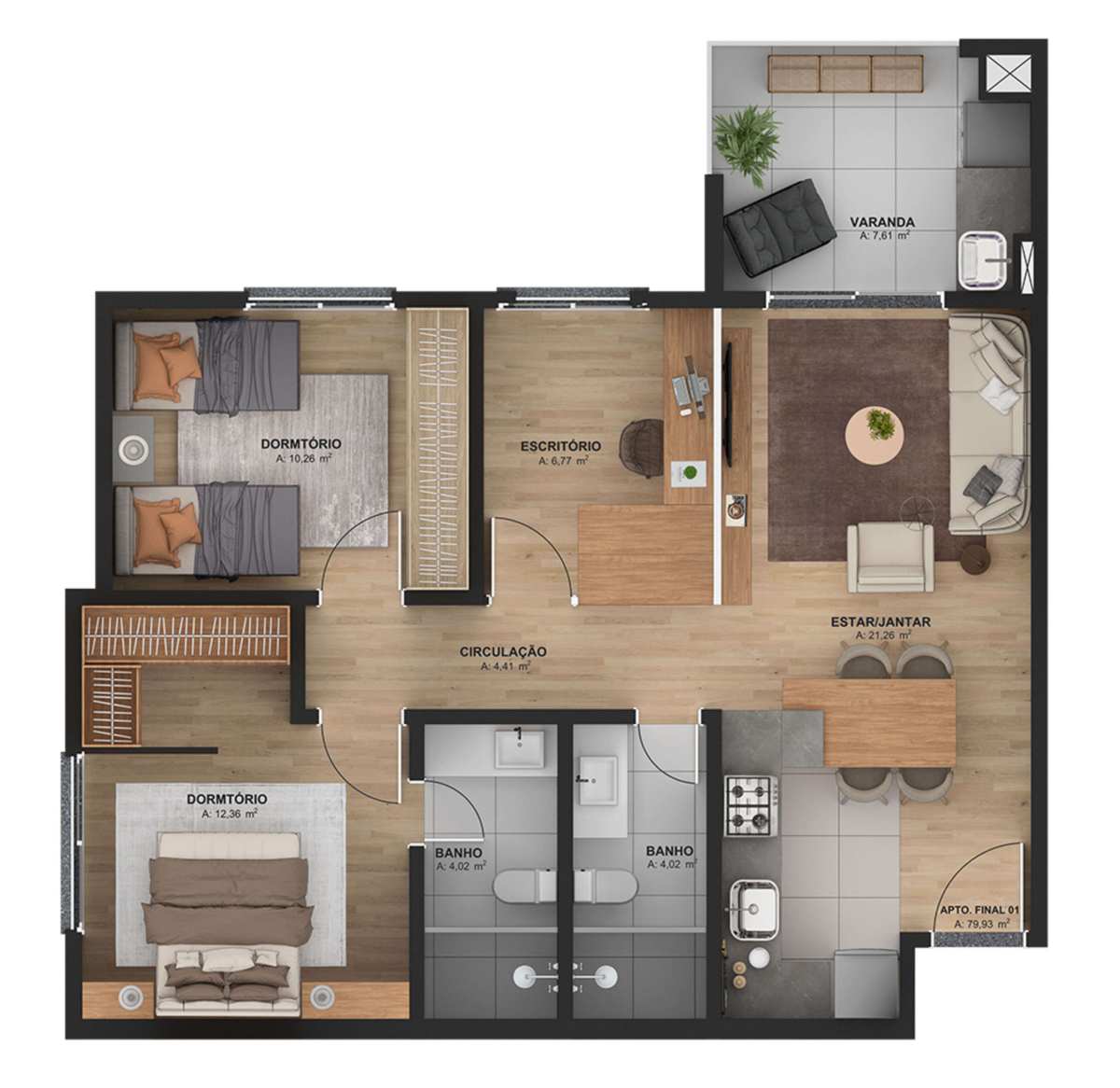 Apartamento à venda com 3 quartos, 79,93m² - Moinhos,Lajeado